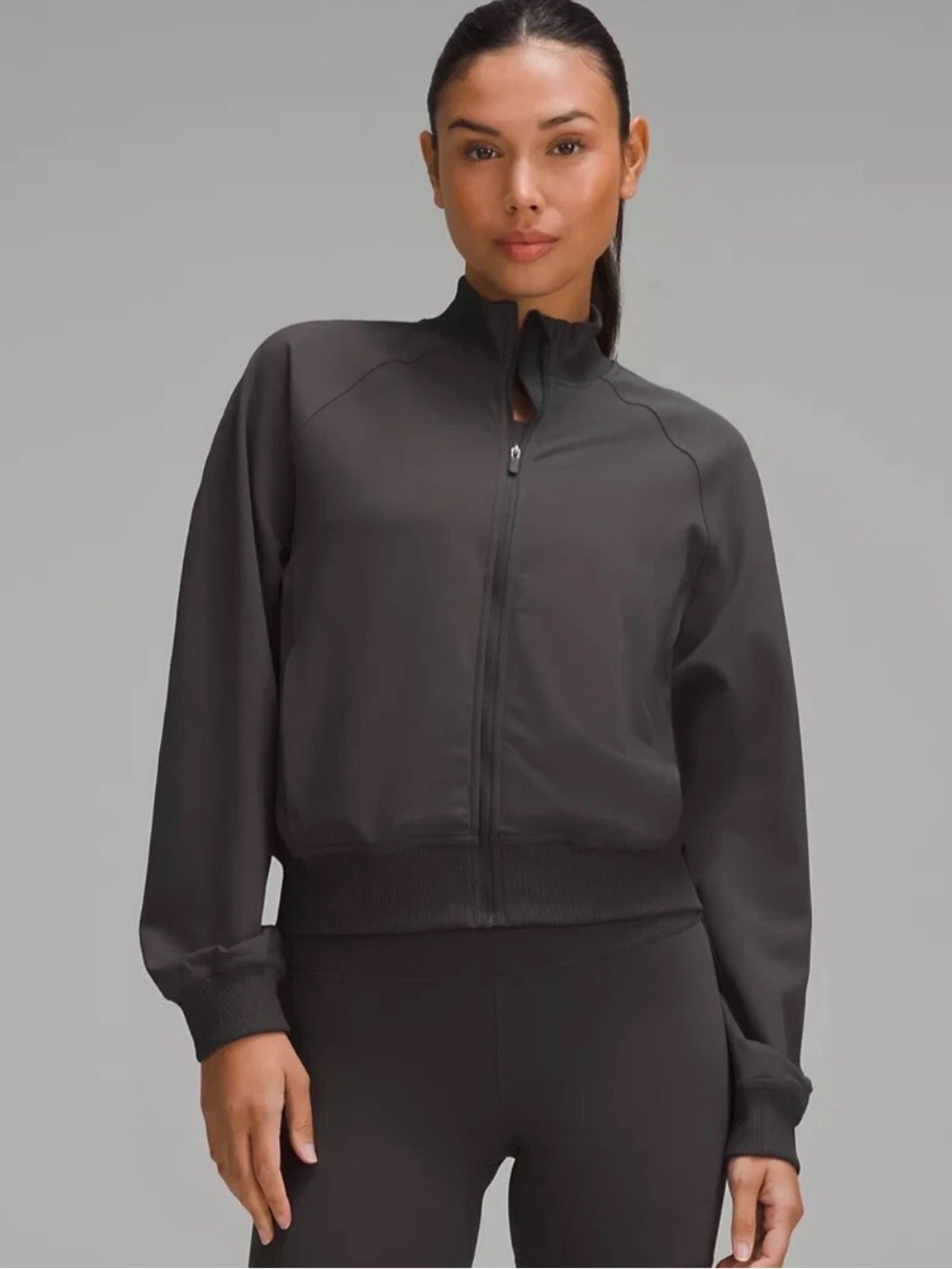 Lululemon Wunder Train Track Jacket in Dark Gray Size 10